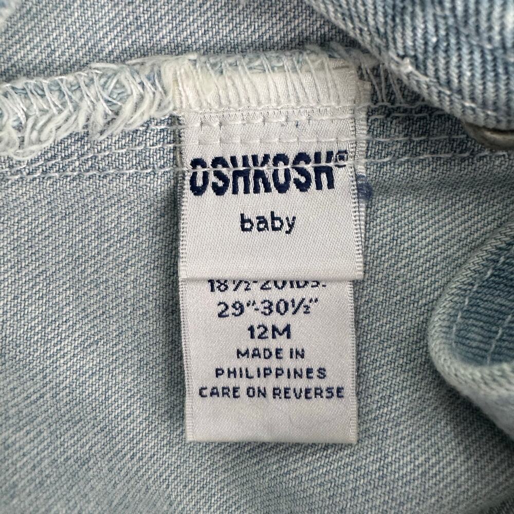 OSHKOSH B’gosh Blue White Striped Overall Shorts Size 12 months - Picture 3 of 6